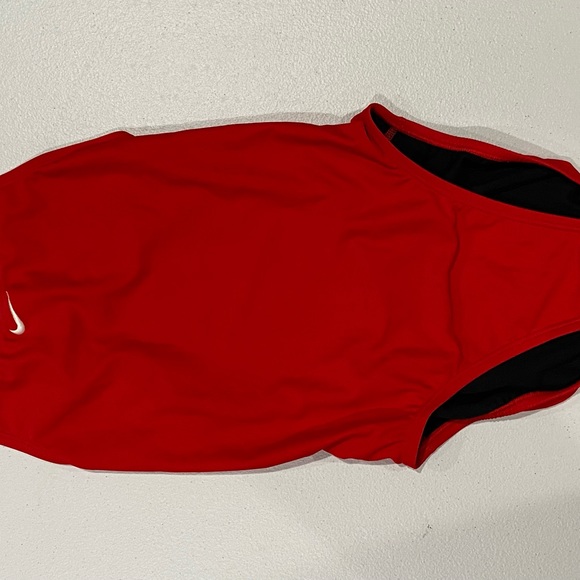 Red Nike, one piece swimsuit, white swish - Picture 4 of 4